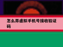 怎么弄虚拟手机号接收验证码