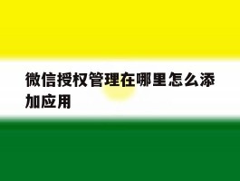 包含微信授权管理在哪里怎么添加应用的词条