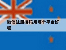 微信注册接码用哪个平台好呢