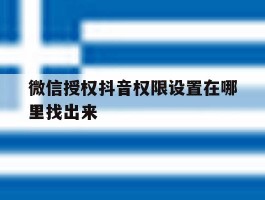 微信授权抖音权限设置在哪里找出来