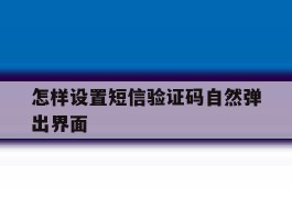 怎样设置短信验证码自然弹出界面的简单介绍