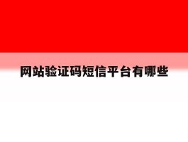 网站验证码短信平台有哪些