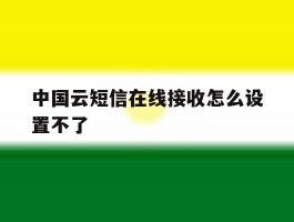 中国云短信在线接收怎么设置不了