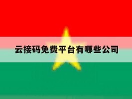 云接码免费平台有哪些公司