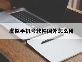 虚拟手机号软件国外怎么用