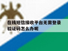 在线短信接收平台无需登录验证码怎么办呢