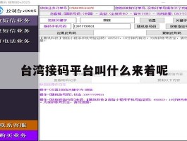 台湾接码平台叫什么来着呢