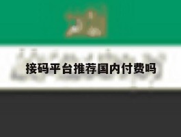接码平台推荐国内付费吗