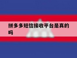 拼多多短信接收平台是真的吗
