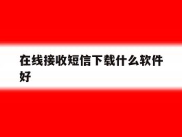 在线接收短信下载什么软件好