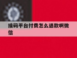 接码平台付费怎么退款啊微信