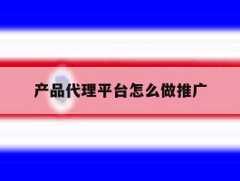 产品代理平台怎么做推广