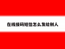 在线接码短信怎么发给别人