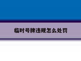 临时号牌违规怎么处罚