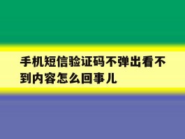 关于手机短信验证码不弹出看不到内容怎么回事儿的信息