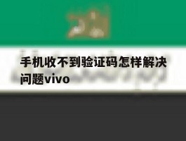 手机收不到验证码怎样解决问题vivo的简单介绍