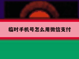 临时手机号怎么用微信支付