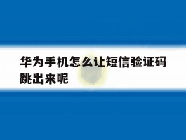 华为手机怎么让短信验证码跳出来呢