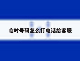 临时号码怎么打电话给客服