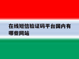 在线短信验证码平台国内有哪些网站