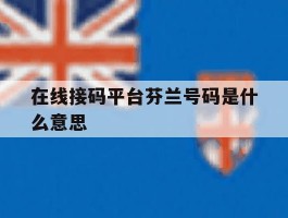在线接码平台芬兰号码是什么意思