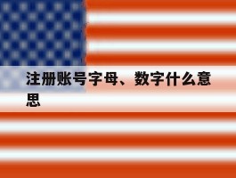 注册账号字母、数字什么意思