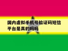 国内虚拟手机号验证码短信平台是真的吗吗