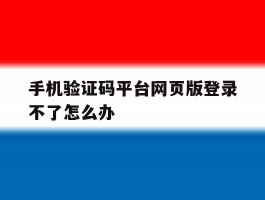 手机验证码平台网页版登录不了怎么办