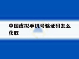 中国虚拟手机号验证码怎么获取