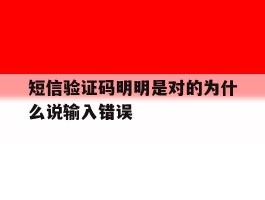 短信验证码明明是对的为什么说输入错误