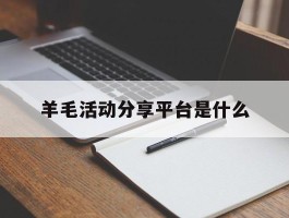 羊毛活动分享平台是什么