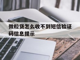 关于微粒贷怎么收不到短信验证码信息提示的信息