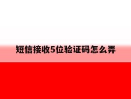 短信接收5位验证码怎么弄