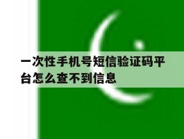 一次性手机号短信验证码平台怎么查不到信息
