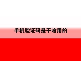 手机验证码是干啥用的