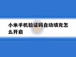 小米手机验证码自动填充怎么开启