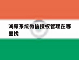 鸿蒙系统微信授权管理在哪里找