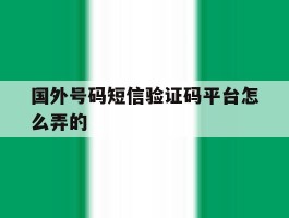 国外号码短信验证码平台怎么弄的