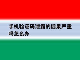 手机验证码泄露的后果严重吗怎么办