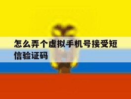怎么弄个虚拟手机号接受短信验证码