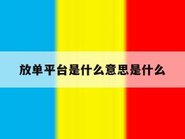 放单平台是什么意思是什么