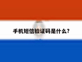 手机短信验证码是什么?