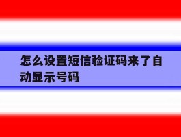 怎么设置短信验证码来了自动显示号码