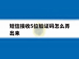 短信接收5位验证码怎么弄出来
