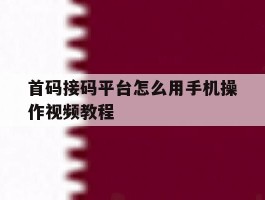 首码接码平台怎么用手机操作视频教程