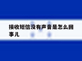 接收短信没有声音是怎么回事儿
