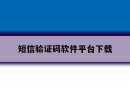 短信验证码软件平台下载