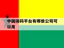 中国接码平台有哪些公司可以用