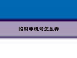 临时手机号怎么弄