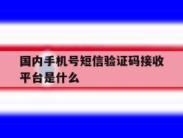 国内手机号短信验证码接收平台是什么